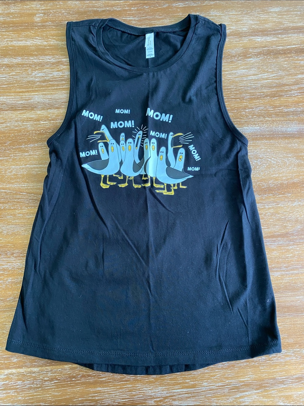 Bella Canvas S Disney Finding Nemo Black Graphic Tank With Seagull MOM! Print